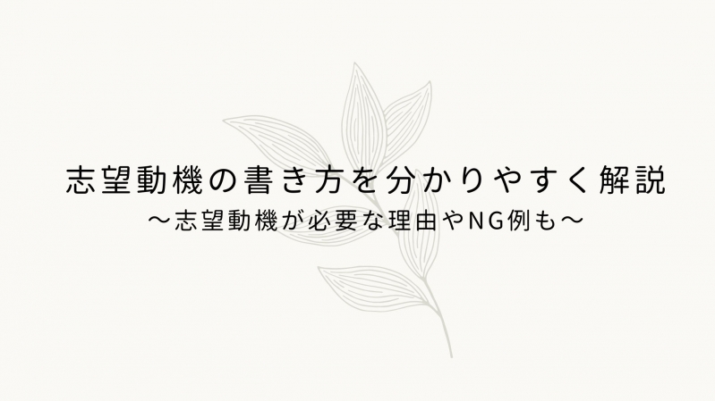 志望動機の書き方を分かりやすく解説～志望動機が必要な理由やNG例も～