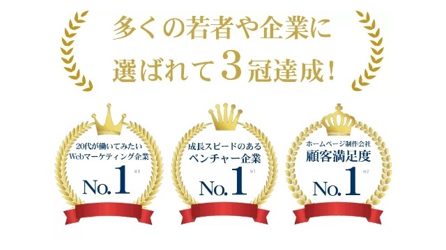 3部門でNo.1を獲得しました！