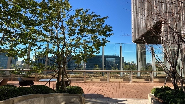 9階スカイガーデンでお昼休憩です