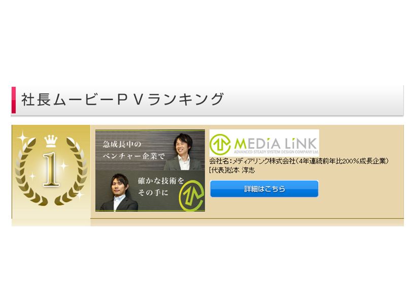 ★　社長ムービーPV数　1位獲得!!!　★